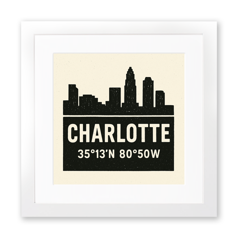 Place Coordinates Linoprint-Style Art (c263)