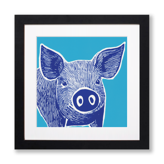 Cute Piglet Linoprint-Style Art (928-1)