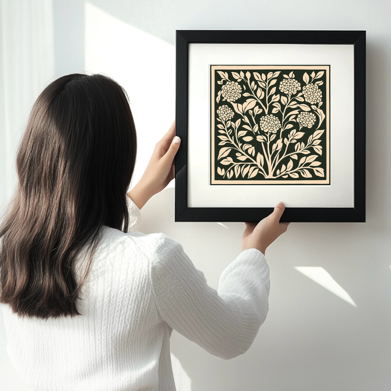 Lantana Linoprint-Style Art (1723-1)