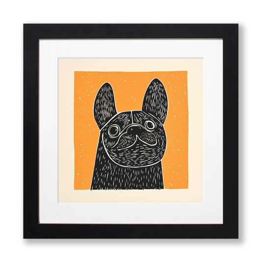 French Bulldog Linoprint-Style Art (1467-1)