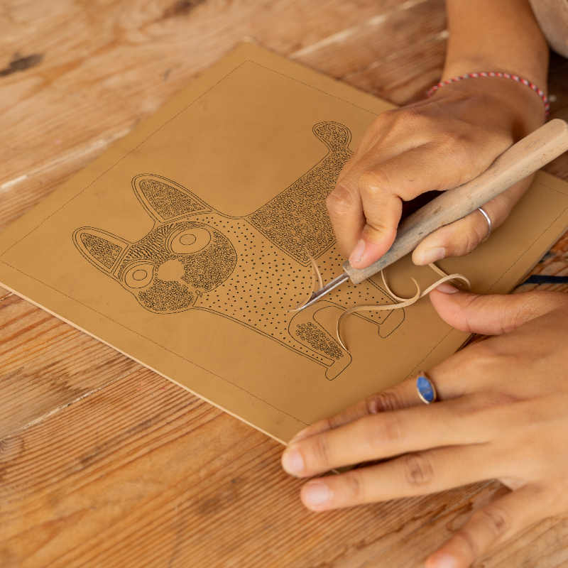French Bulldog Linoprint-Style Art (1467-2)