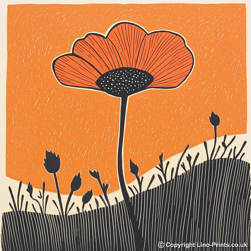 Poppy Linoprint-Style Art (1606-1)