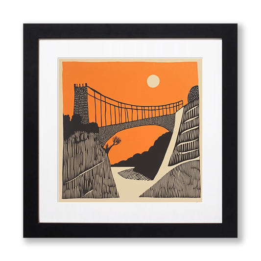 Clifton Suspension Bridge, Bristol Linoprint-Style Art (170-1)