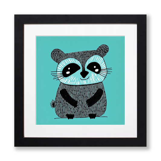 Cute Baby Badger Linoprint-Style Art (608-2)