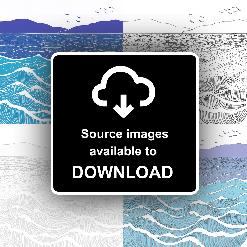 Minimalist waves Linoprint-Style Art (987-2)