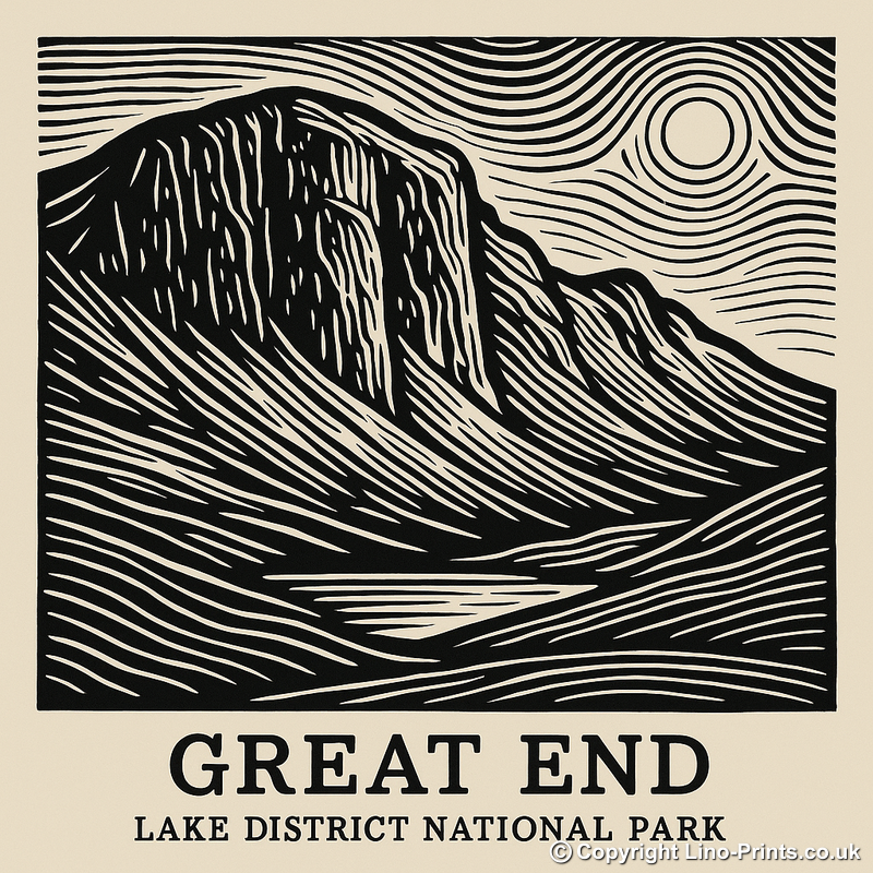 Mountains Linoprint-Style Art (c353)