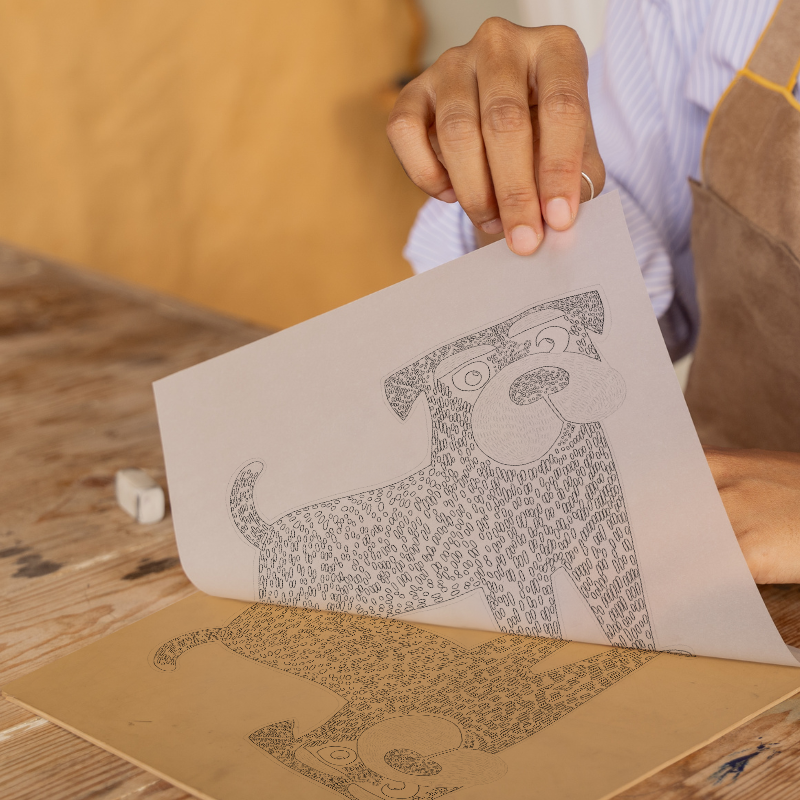 Boxer Linoprint-Style Art (1453-1)