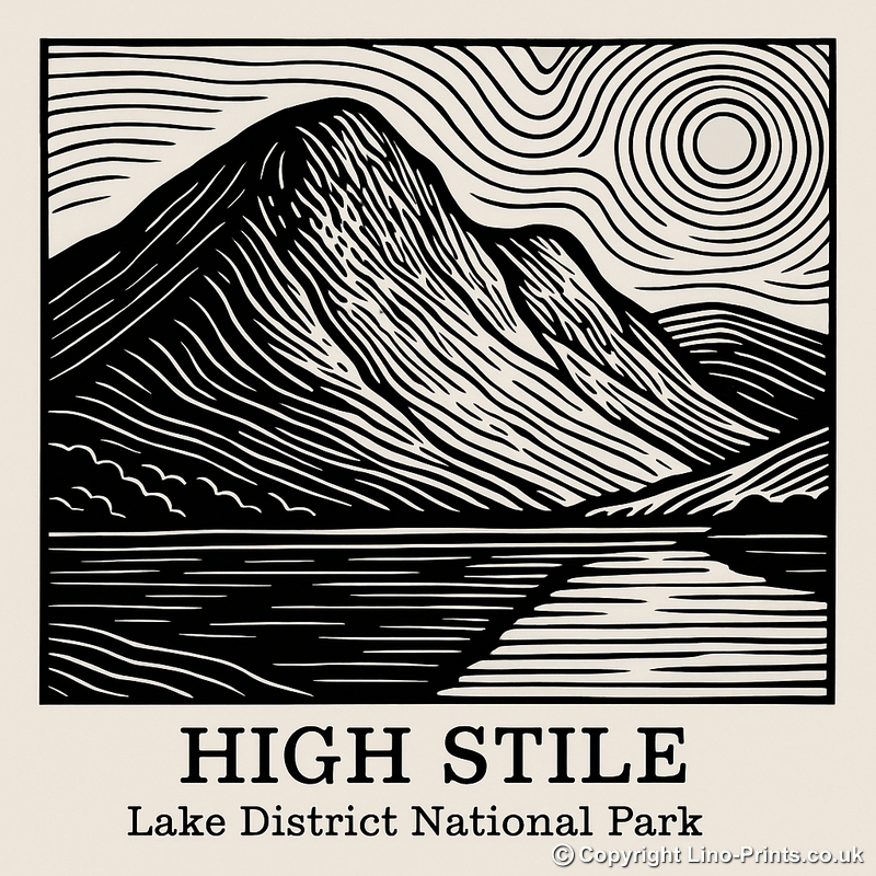 Mountains Linoprint-Style Art (c357)