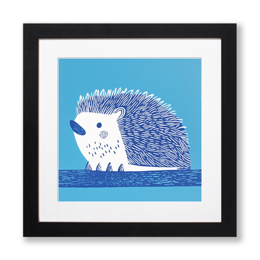 Cute Hedgehog Linoprint-Style Art (917-2)