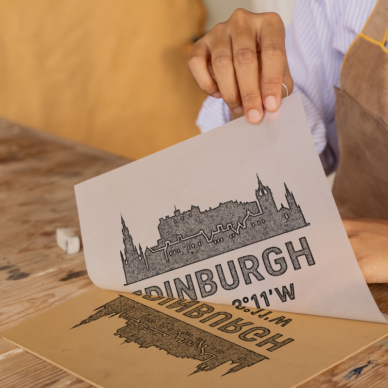 Place Coordinates Linoprint-Style Art (c303)