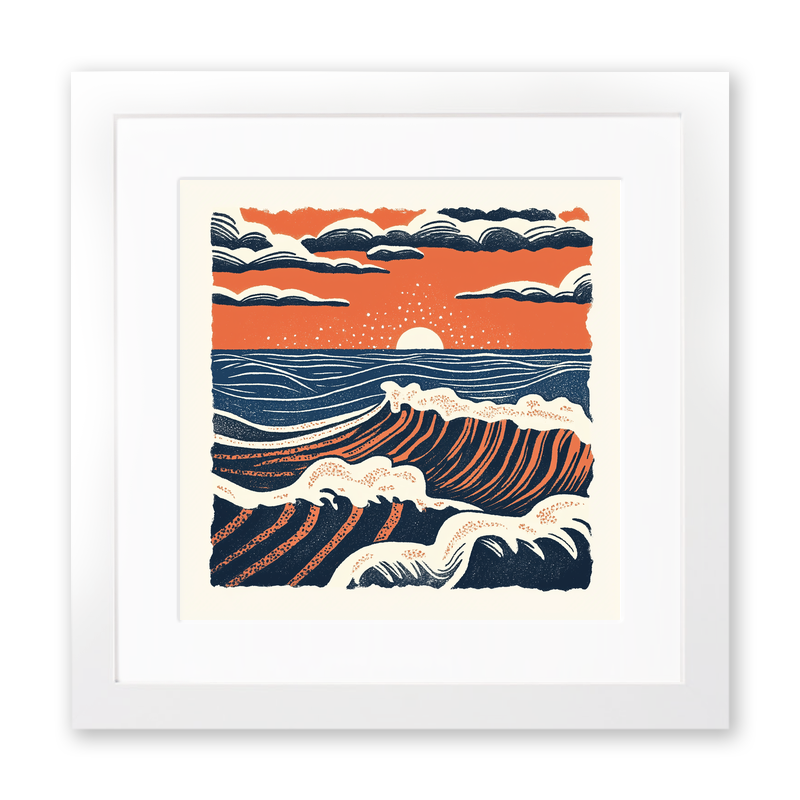 Holkham Beach, Norfolk Linoprint-Style Art (136-1)