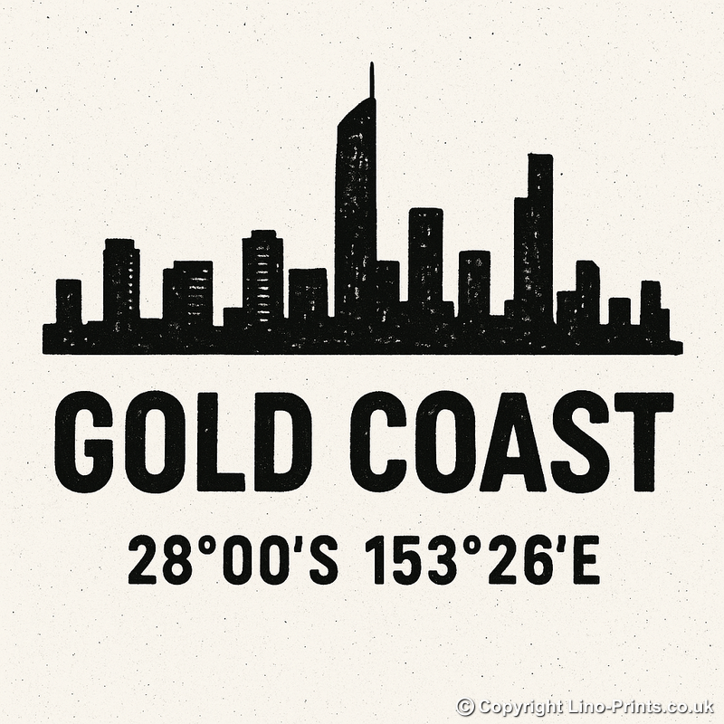 Place Coordinates Linoprint-Style Art (c251)