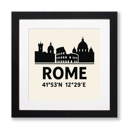 Place Coordinates Linoprint-Style Art (c334)