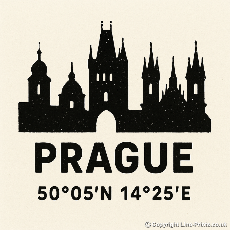 Place Coordinates Linoprint-Style Art (c308)