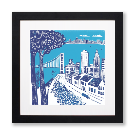 San Francisco skyline Linoprint-Style Art (871-1)