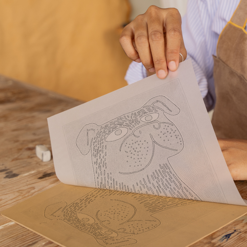 Bulldog Linoprint-Style Art (1454-1)