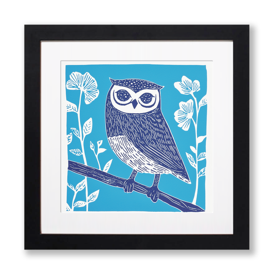Cute Owl/Owlet Linoprint-Style Art (925-1)
