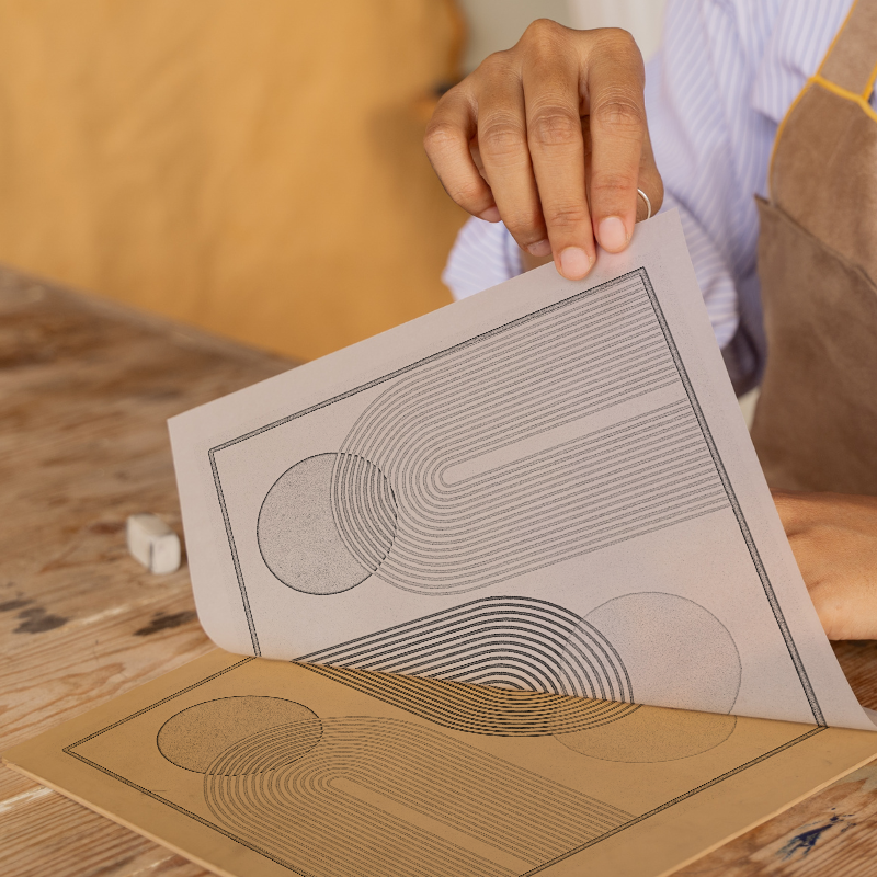 Bauhaus Design Linoprint-Style Art (c424)