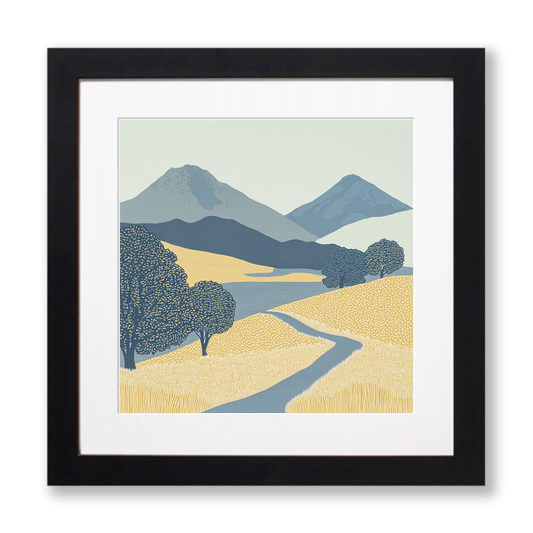 Catbells ridge walk in the Lake District Linoprint-Style Art (2384-3)