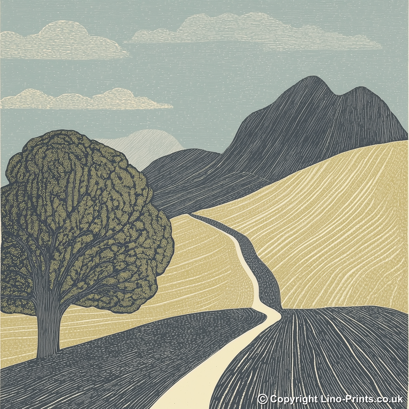 Scree slope pattern Linoprint-Style Art (2538-3)