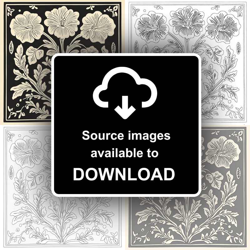 Sweet Pea Linoprint-Style Art (1747-1)