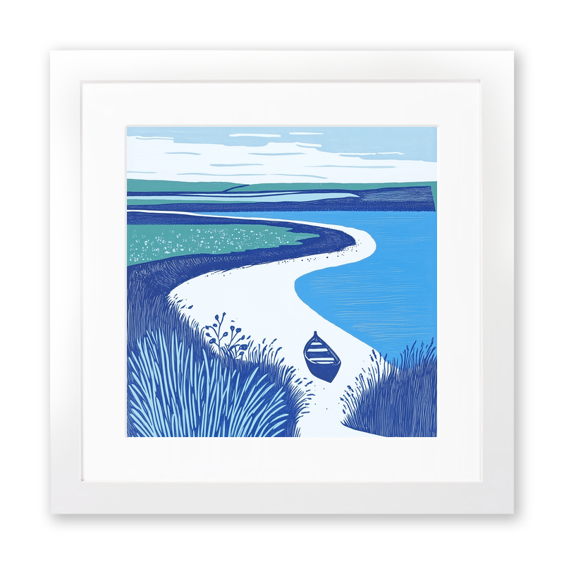 Tide coming in at Thornham Linoprint-Style Art (1841-1)