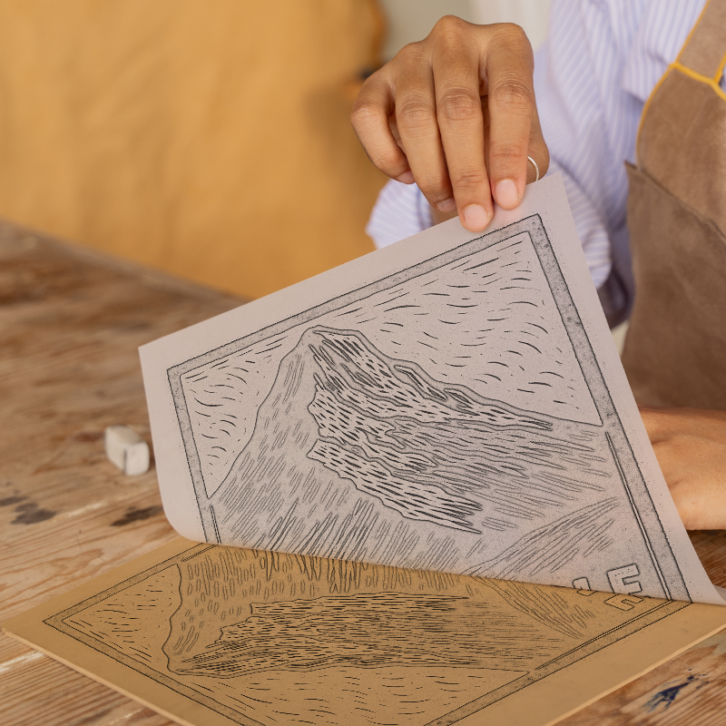 Mountains Linoprint-Style Art (c395)