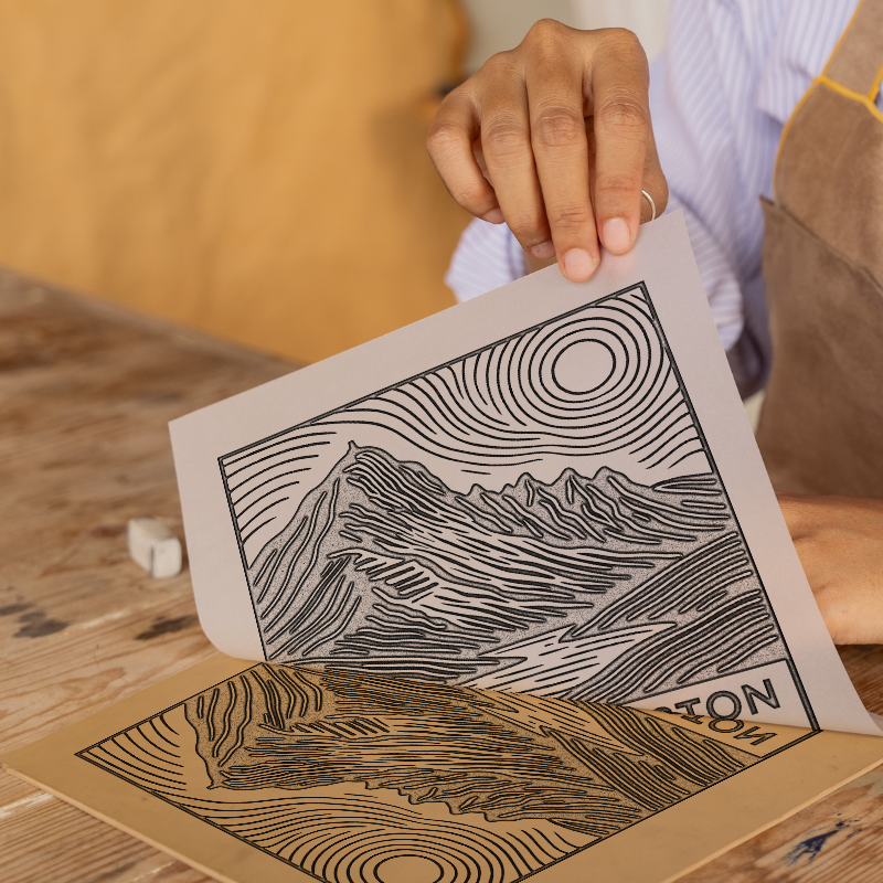 Mountains Linoprint-Style Art (c362)