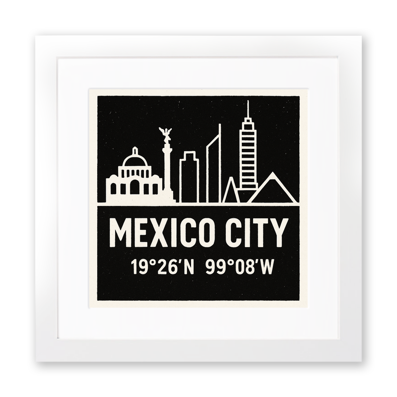 Place Coordinates Linoprint-Style Art (c283)
