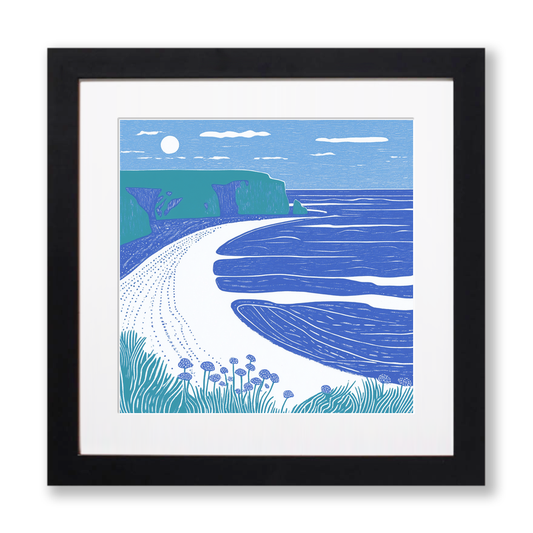Barafundle Bay, Pembrokeshire Linoprint-Style Art (1077-2)