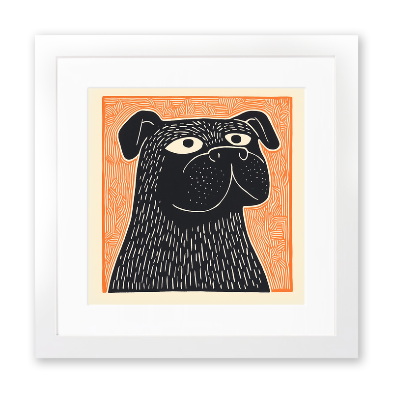 Bulldog Linoprint-Style Art (1454-1)