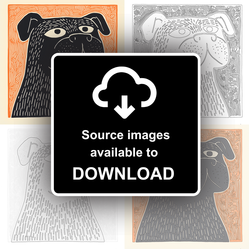 Bulldog Linoprint-Style Art (1454-1)