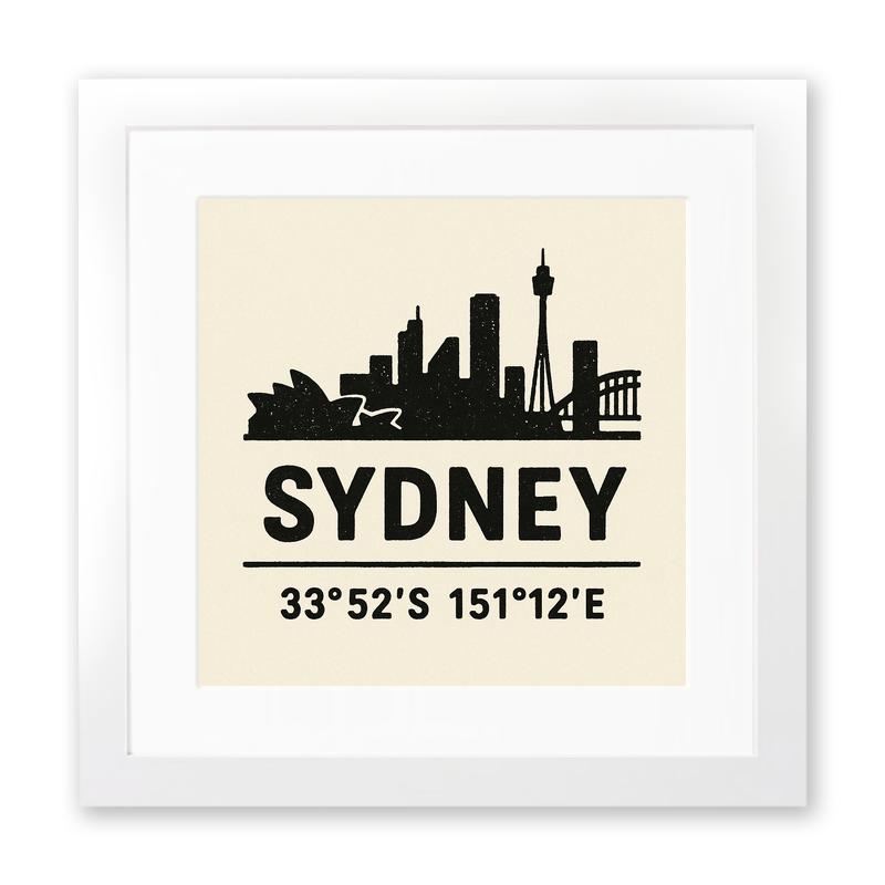 Place Coordinates Linoprint-Style Art (c343)