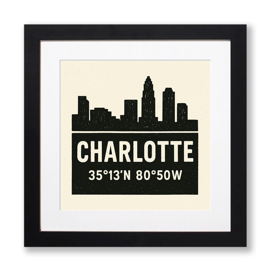 Place Coordinates Linoprint-Style Art (c263)
