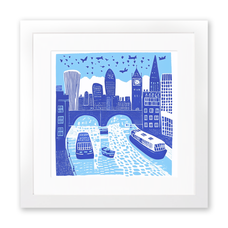 London skyline Linoprint-Style Art (858-1)