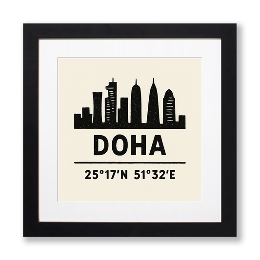 Place Coordinates Linoprint-Style Art (c288)