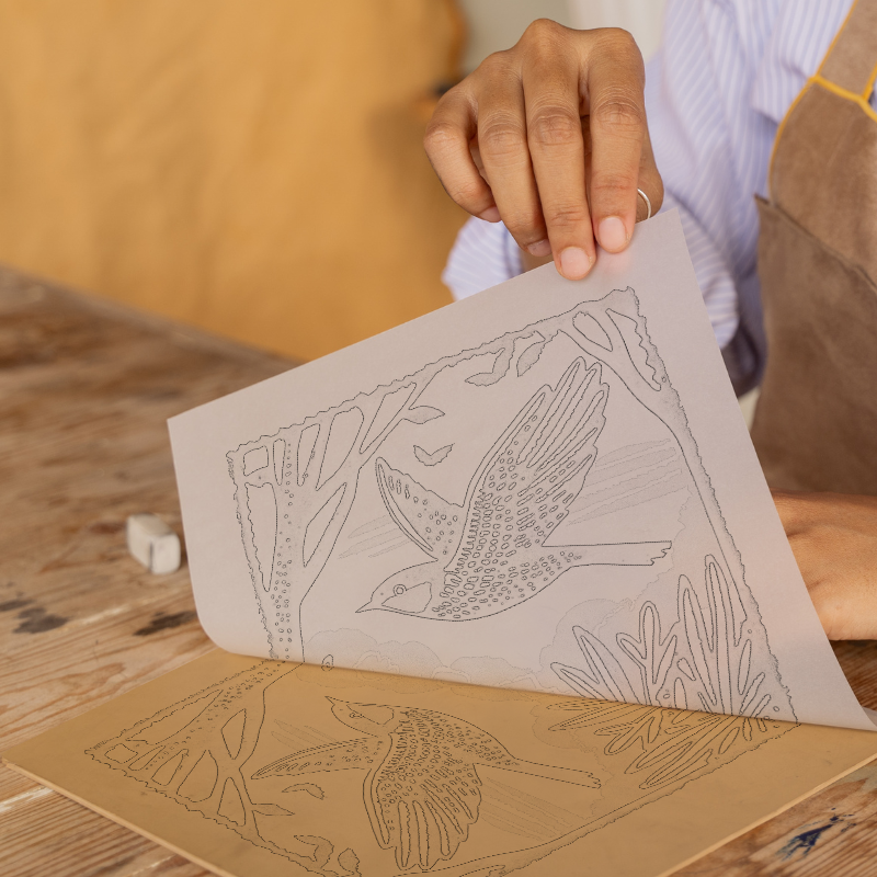 Swallow in flight Linoprint-Style Art (113-1)