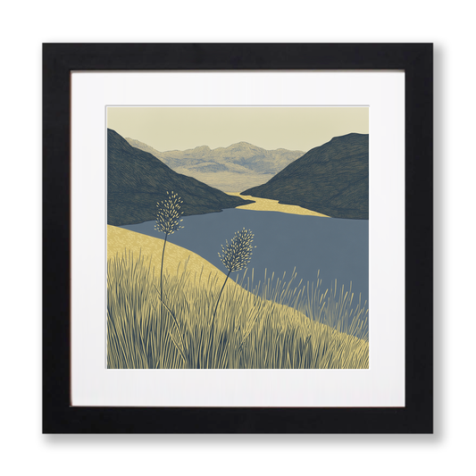 Coniston Old Man in the Lake District Linoprint-Style Art (2392-1)