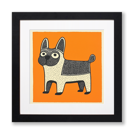 French Bulldog Linoprint-Style Art (1467-2)