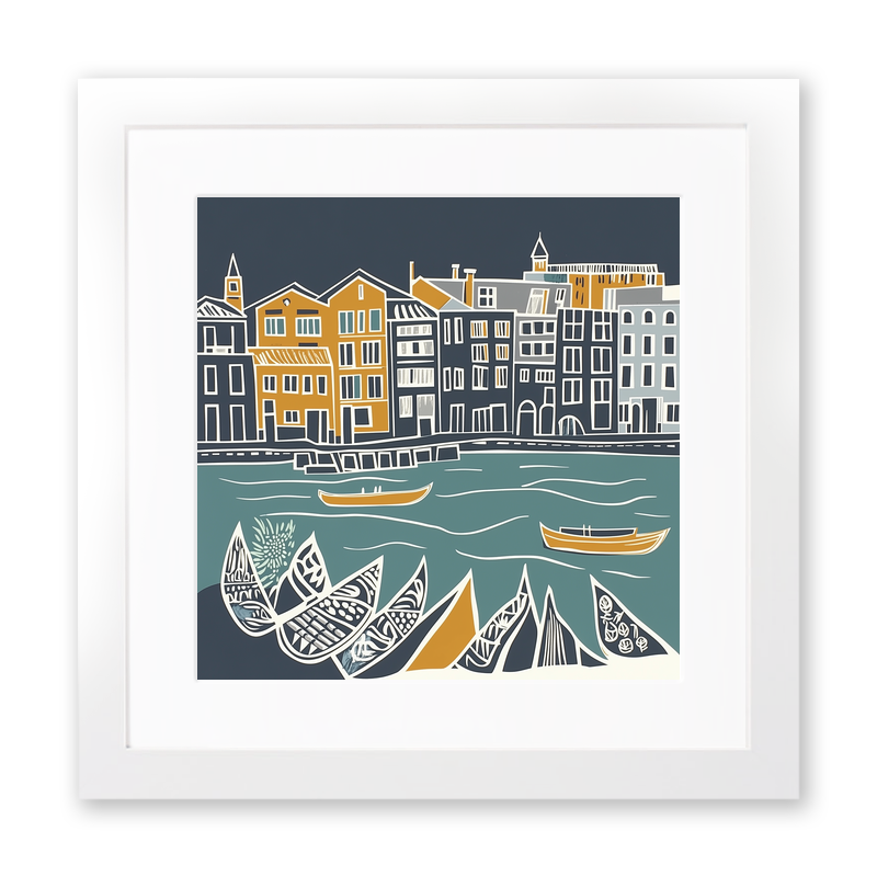 Venice Grand Canal Linoprint-Style Art (1172-1)