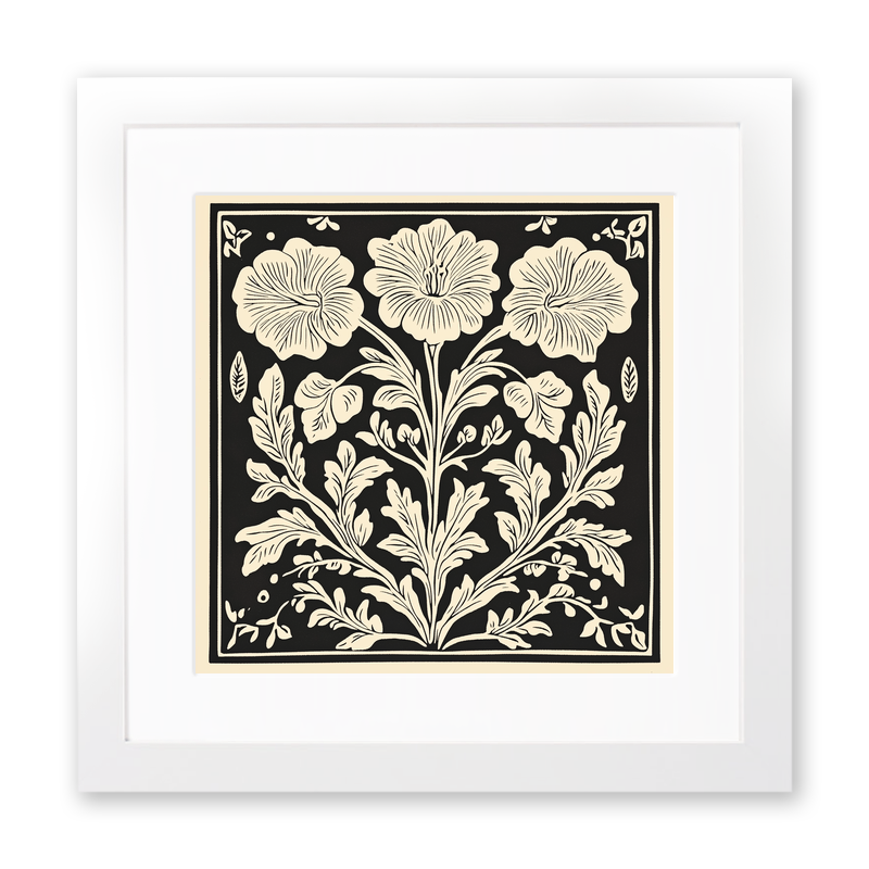 Sweet Pea Linoprint-Style Art (1747-1)