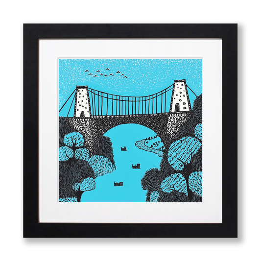 Clifton Suspension Bridge, Bristol Linoprint-Style Art (552-2)