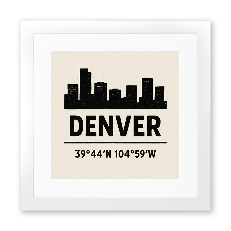 Place Coordinates Linoprint-Style Art (c314)