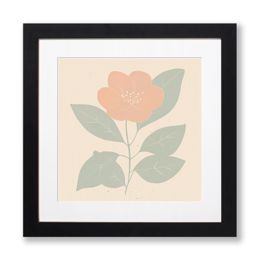 Camellia Linoprint-Style Art (1504-1)