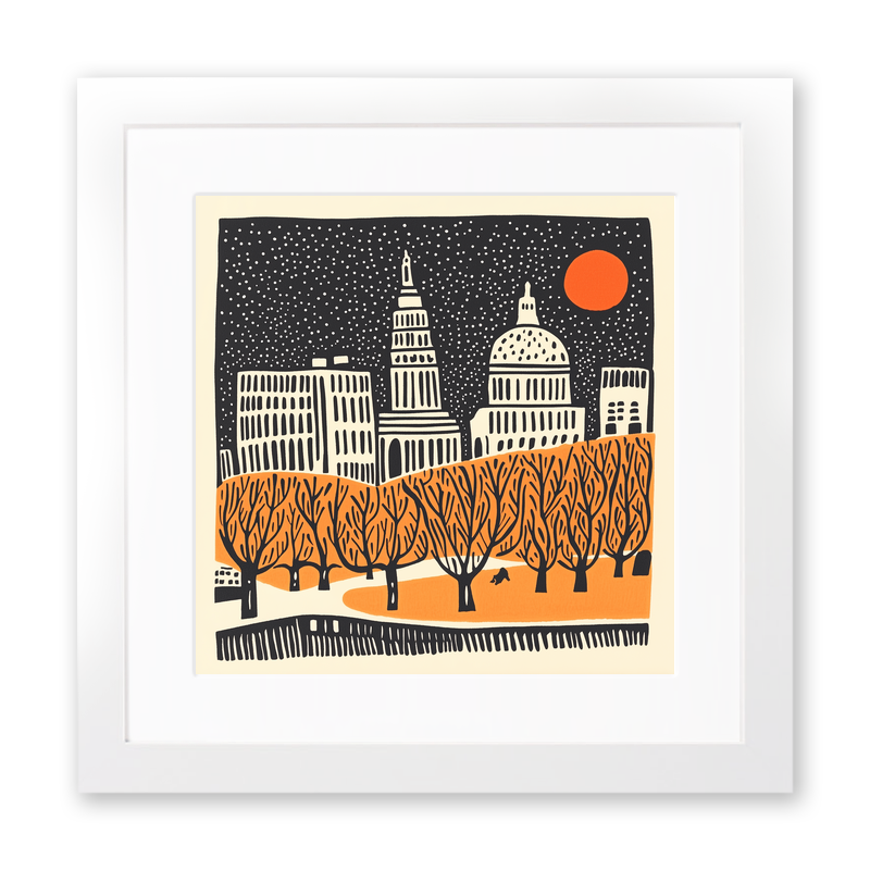 St Paul's Cathedral, London Linoprint-Style Art (195-2)