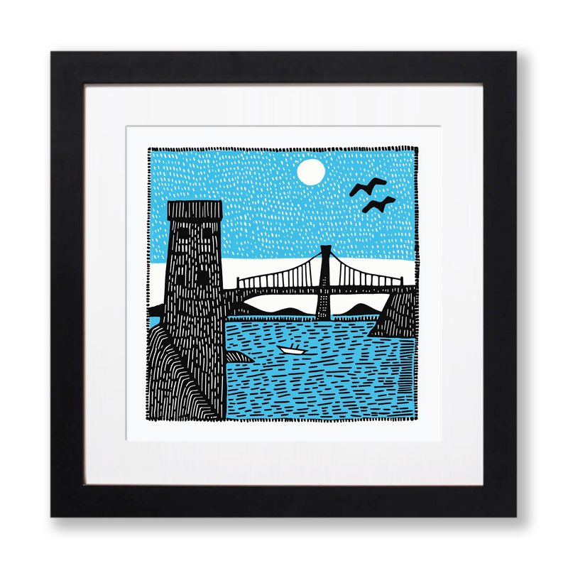 Forth Bridge, Scotland Linoprint-Style Art (560-1)