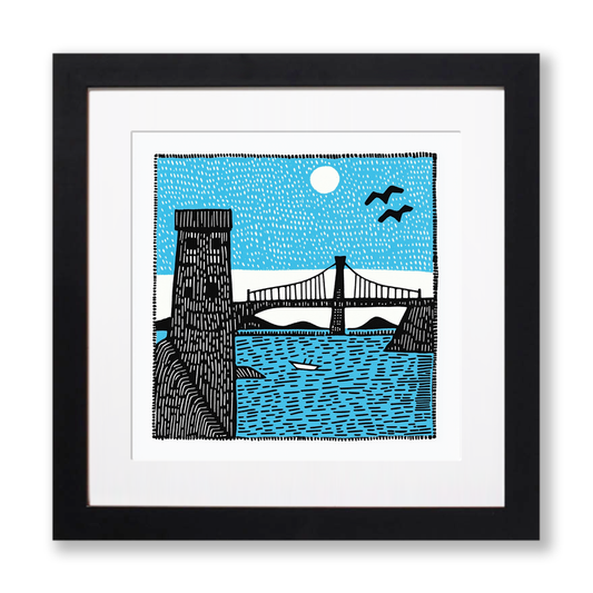 Forth Bridge, Scotland Linoprint-Style Art (560-1)