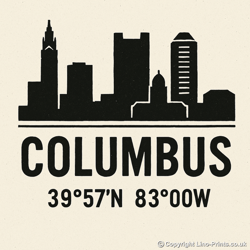 Place Coordinates Linoprint-Style Art (c261)