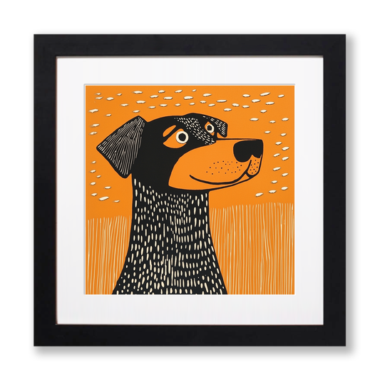 Rottweiler Linoprint-Style Art (1482-1)