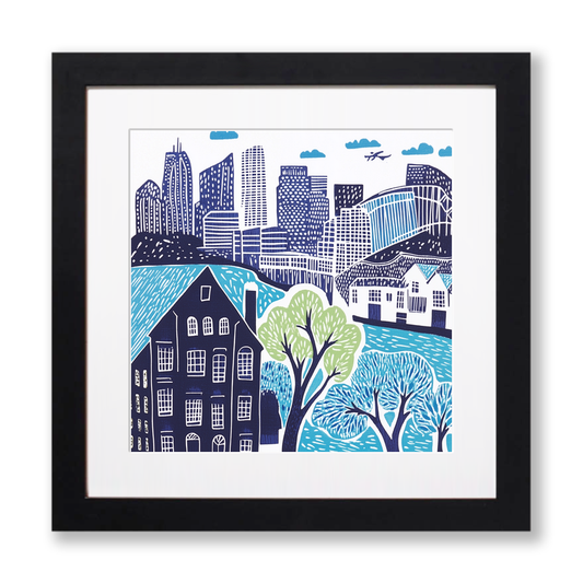 Sydney skyline Linoprint-Style Art (876-1)